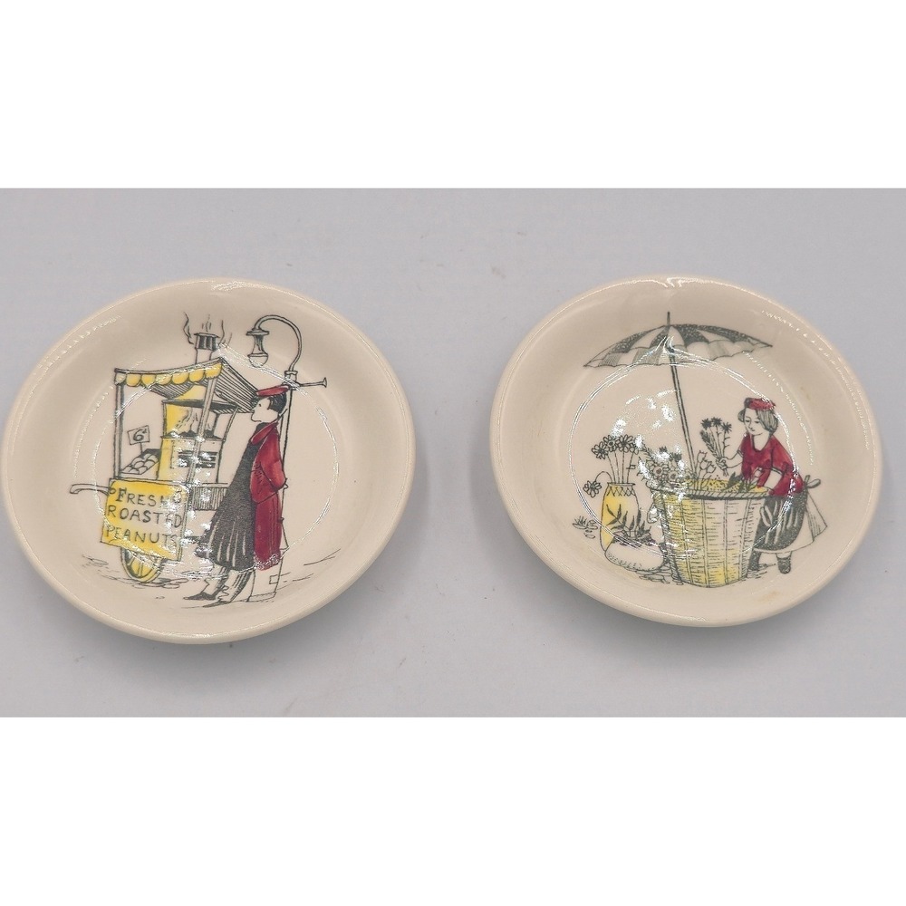 Alfred Meakin City Life Pin Dishes Coasters Set Vintage English Ironstone 4"
